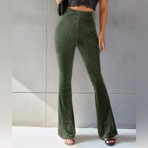 Velvet Green Flare Pants Small